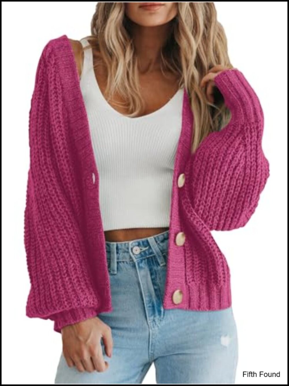 Chunky Knit Open Front Cardigan Sweater Button Down V Neck Long Sleeve